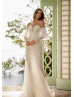 Strapless Beaded Ivory Lace Tulle Sexy Wedding Dress With Detachable Sleeves